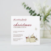 Snowmen & Star ・ Weihnachtseinladung Einladung (Stehend Vorderseite)