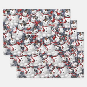 Snowmen tanzen Weiße Weihnachten Geschenkpapier Set