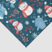 Snowmen Teddy Bears Snowflakes Grüne Weihnachten Seidenpapier (Ausschnitt)