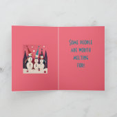 Snowmen Three Ice Men Pink Theme Kitschmas Karte (Innenseite)