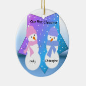 Snowmen Twins Erste Weihnachten Keramik Ornament (Rechts)