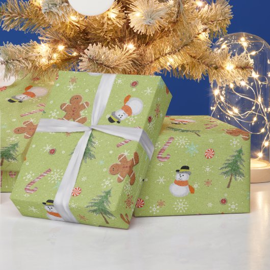Snowmen und Candy Canes Geschenkpapier (Feiertage)