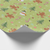 Snowmen und Candy Canes Geschenkpapier (Ecke)