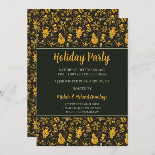 Snowmen und Schneeflocken Einladung zur Feier (Vorne/Hinten)