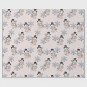 Snowmen und Silver Snowflake Champagne Weihnachten Geschenkpapier (Flach)
