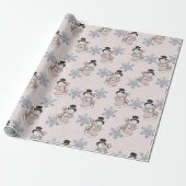 Snowmen und Silver Snowflake Champagne Weihnachten Geschenkpapier (Ungerollt)
