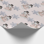 Snowmen und Silver Snowflake Champagne Weihnachten Geschenkpapier (Ecke)