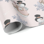 Snowmen und Silver Snowflake Champagne Weihnachten Geschenkpapier (Rolleneckpunkt)