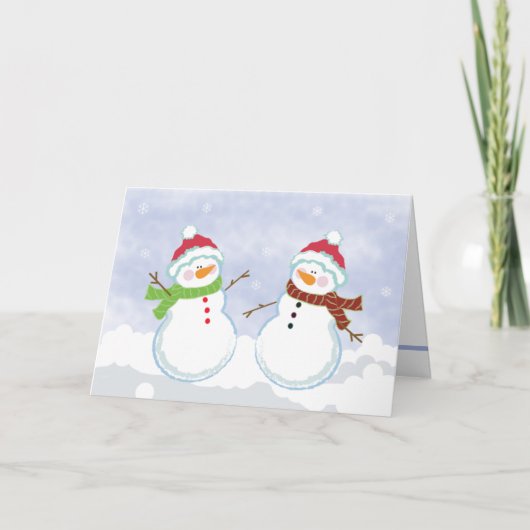 SNOWMEN Urlaub Winter Weihnachtsgrußkarte Feiertagskarte (Vorderseite)