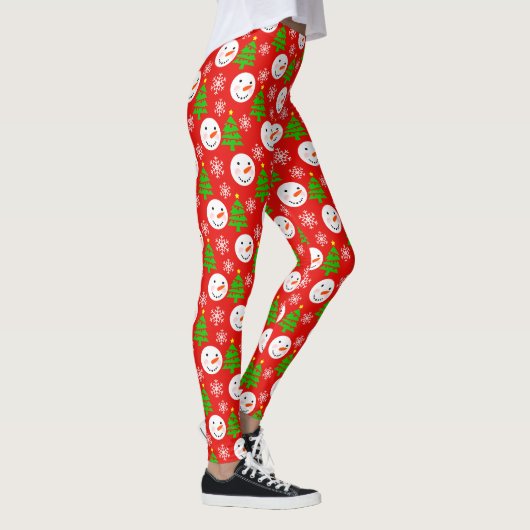 Snowmen Weihnachten Feierliches Muster Leggings (Rechts)