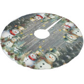 Snowmen Weihnachtsbaum-Rock: Embrace den Urlaub Polyester Weihnachtsbaumdecke (Schrägansicht)