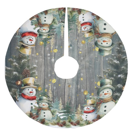 Snowmen Weihnachtsbaum-Rock: Embrace den Urlaub Polyester Weihnachtsbaumdecke (Vorderseite)