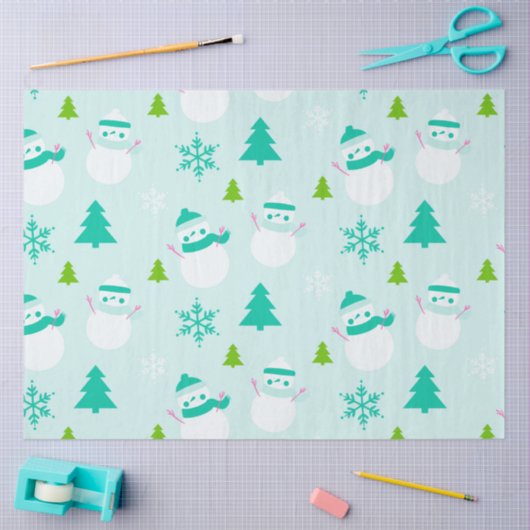 Snowmen Weihnachtsbaumen Schneeflocken Grüne Weihn Seidenpapier (Basteln)