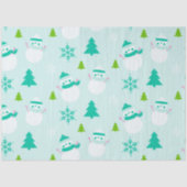 Snowmen Weihnachtsbaumen Schneeflocken Grüne Weihn Seidenpapier (Vorderseite)