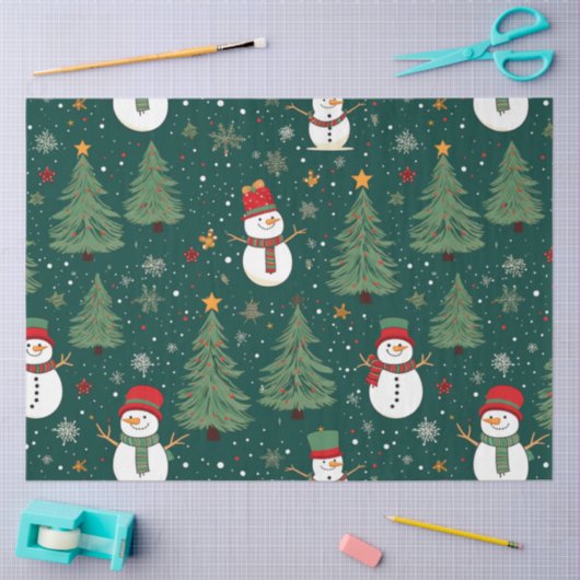 Snowmen Weihnachtsbaumen Schneeflocken Weihnachten Seidenpapier (Basteln)