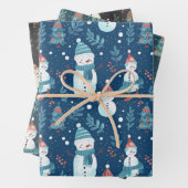 Snowmen Weihnachtsbaumen und Schneeflocken Weihnac Geschenkpapier Set (Beispiel)