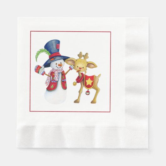 Snowmen Weihnachtsbuch Napkins Serviette (Vorderseite)