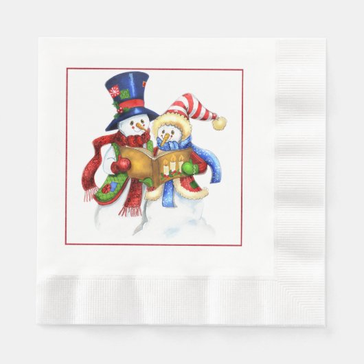 Snowmen Weihnachtsbuch Napkins Serviette (Vorderseite)