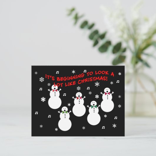 Snowmen Weihnachtschor Feiertagspostkarte (Stehend Vorderseite)