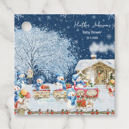 Snowmen Weihnachtsdusche Geschenkanhänger (Vorderseite)