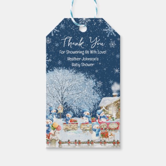 Snowmen Weihnachtsdusche Geschenkanhänger (Vorderseite)