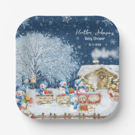 Snowmen Weihnachtsdusche Pappteller