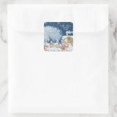 Snowmen Weihnachtsdusche Quadratischer Aufkleber (Tasche)