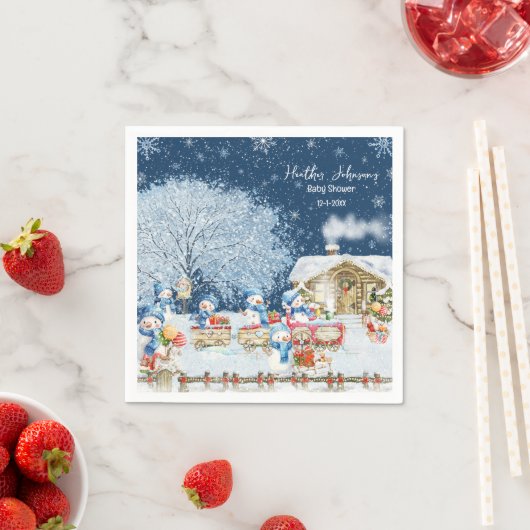 Snowmen Weihnachtsdusche Serviette (Beispiel)