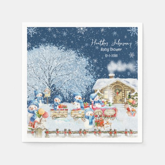 Snowmen Weihnachtsdusche Serviette (Vorderseite)