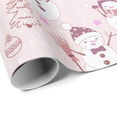 Snowmen Weihnachtsschmuck Geschenke Rosa Weihnacht Geschenkpapier (Rolleneckpunkt)