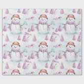 Snowmen Winter Berries Grün Moderne Weihnachten Geschenkpapier (Flach)