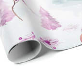 Snowmen Winter Berries Grün Moderne Weihnachten Geschenkpapier (Rolleneckpunkt)