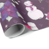 Snowmen Wintergrün Lila Moderne Weihnachten Geschenkpapier (Rolleneckpunkt)