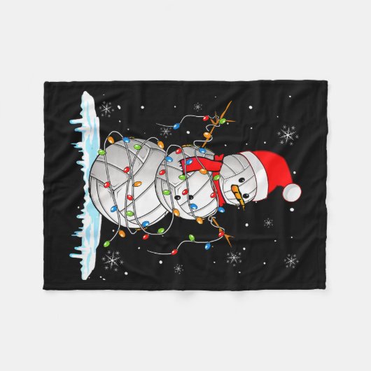 Snowmies Santa Lights Christmas Snowman Volleyball Fleecedecke (Vorderseite (Horizontal))