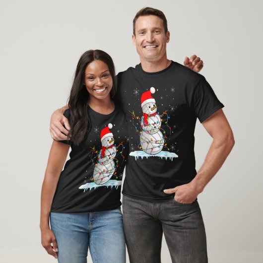 Snowmies Santa Lights Christmas Snowman Volleyball T-Shirt (Unisex)