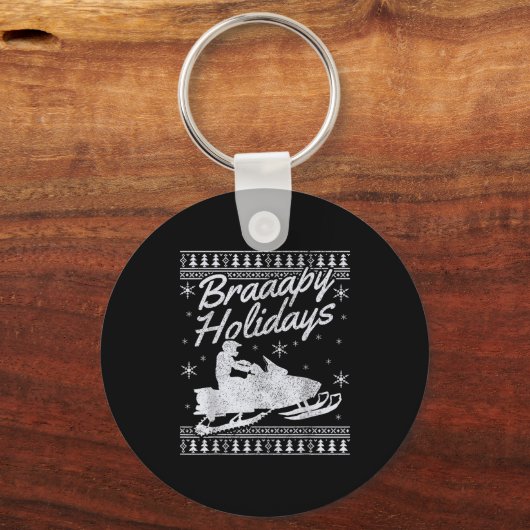 Snowmobile Braapy Holidays Funny Braap Ugly Christ Schlüsselanhänger (Vorderseite)
