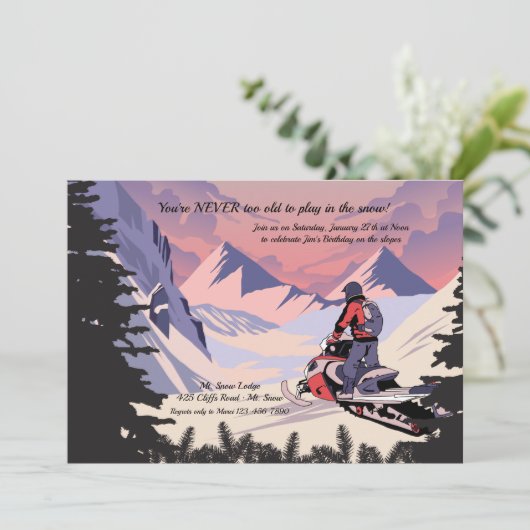 Snowmobile Einladung (Stehend Vorderseite)
