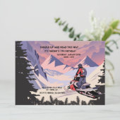 Snowmobile Geburtstagsparty Einladung (Stehend Vorderseite)