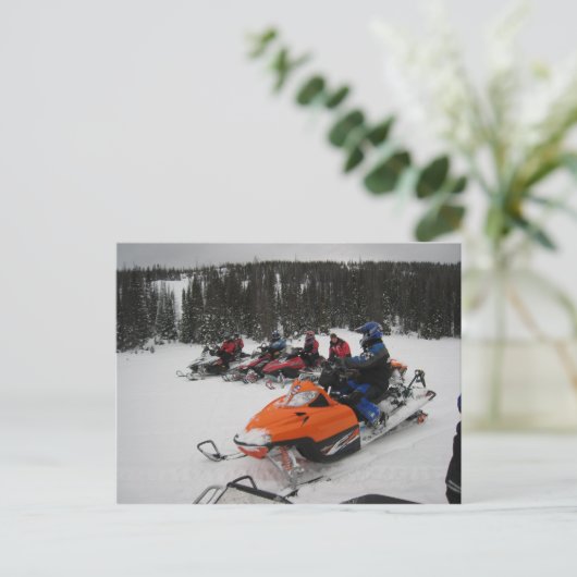 Snowmobile Group Ride Postkarte (Stehend Vorderseite)