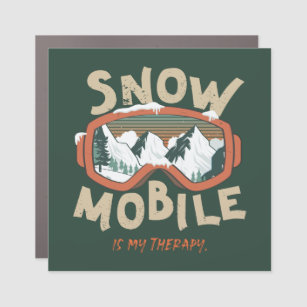 Snowmobile ist meine Therapie Bergschnee Ski Googl Auto Magnet