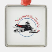 Snowmobile-Junkie Silbernes Ornament (Vorne)