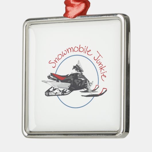 Snowmobile-Junkie Silbernes Ornament (Links)