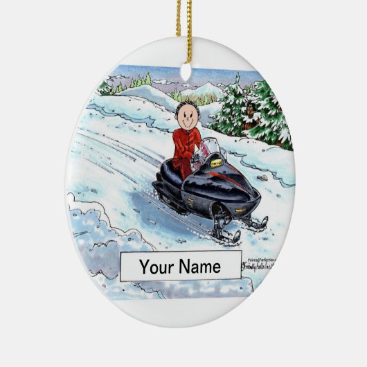 Snowmobile - Mann Keramik Ornament (Rechts)