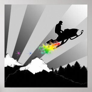 Snowmobile. Pulverspur Poster