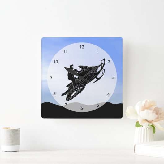 Snowmobile Quadratische Wanduhr (Zuhause)