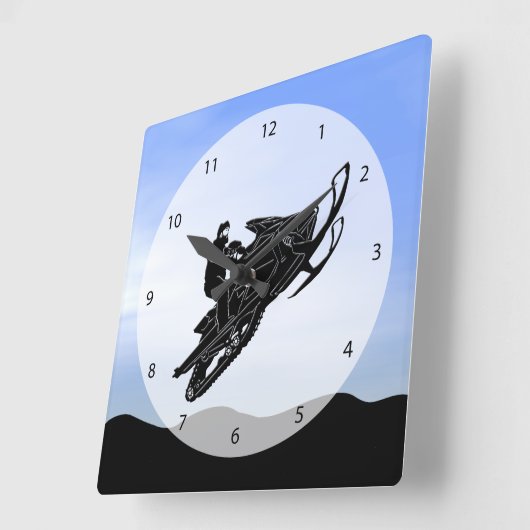 Snowmobile Quadratische Wanduhr (Winkel)