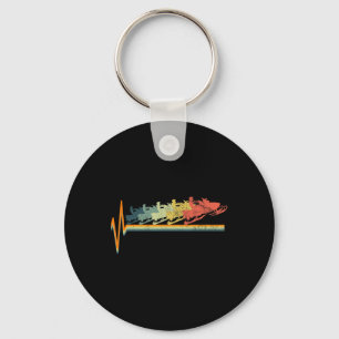 Snowmobile Retro Heartbeat Vintage Liebe Geschenk Schlüsselanhänger
