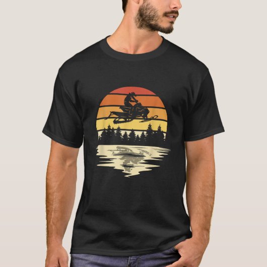 Snowmobile Retro Sunset Snowmobiling Lovers Snowcr T-Shirt (Vorderseite)