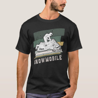 Snowmobile Riding Retro Vintage Streifen T-Shirt