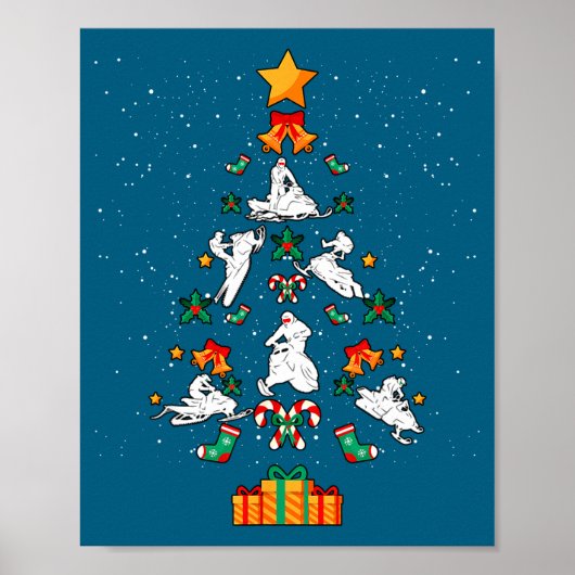 Snowmobile Snowmobiling Christmas Tree Xmas  Poster (Vorne)